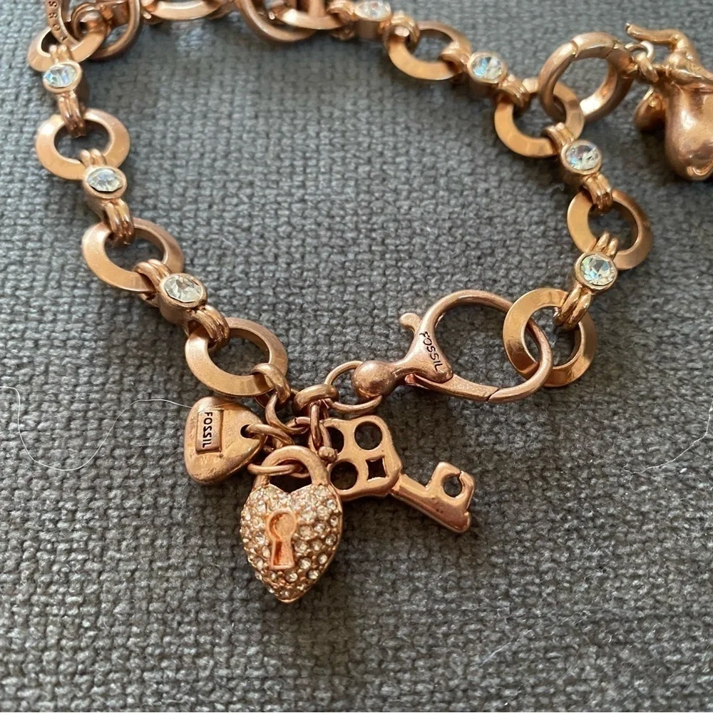 Fossil Rose Gold Charm Bracelet